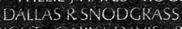 Corporal Dallas Ray Snodgrass's name inscribed on The Wall.